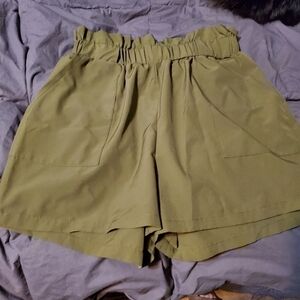 OLIVE green high waisted shorts